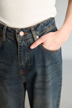 Straight Orta Bel Boru Paça Jean Pantolon
