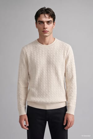 Regular Fit Bisiklet Yaka Fitilli Triko Basic Kazak