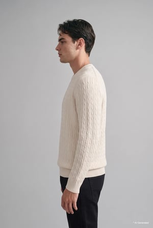 Regular Fit Bisiklet Yaka Fitilli Triko Basic Kazak