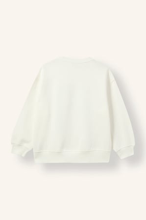 Oversıze Bisiklet Yaka Baskılı İçi Yumuşak Tüylü Kalın Sweatshirt Kız Çocuk