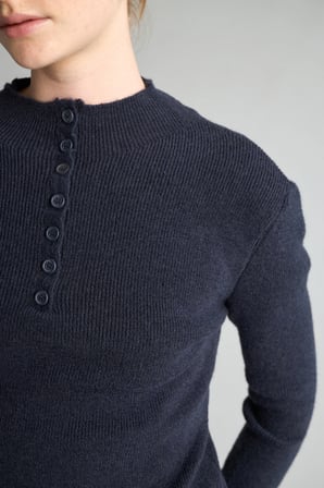 Fitted Yarım Balıkçı Yaka Düğmeli Triko Basic Kazak