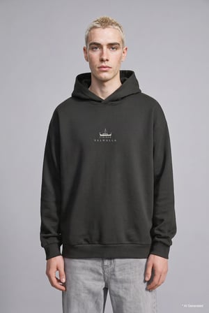 Vikings Valhalla Boxy Fit Kapüşonlu Baskılı Sweatshirt