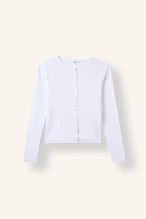 %100 Pamuk Slim Fit Bisiklet Yaka Düğmeli Ribana Uzun Kollu Basic Hırka