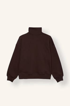 Oversize Yarım Fermuarlı Baskılı Kalın Sweatshirt Kız Çocuk