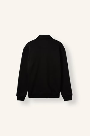 Pamuklu Regular Fıt Polo Yaka Kalın Kumaş Sweatshirt