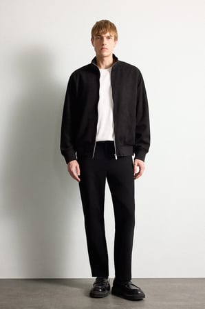 Ultra Yumuşak Slim Fit Dik Yaka Astarlı Fermuarlı Cepli Süet Mevsimlik Mont