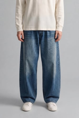 Super Baggy Fıt Yüksek Bel Geniş Paça Jean Pantolon