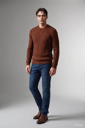 Regular Fit Bisiklet Yaka Fitilli Triko Basic Kazak
