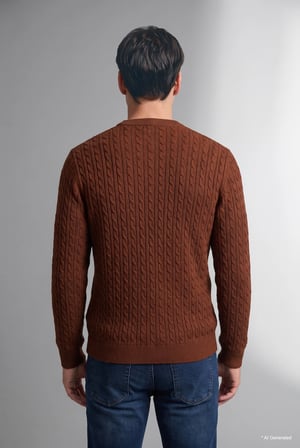 Regular Fit Bisiklet Yaka Fitilli Triko Basic Kazak