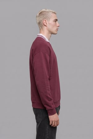 Boxy Fıt Polo Yaka Baskılı Waffle Sweatshirt