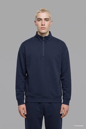 Boxy Fıt Dik Yaka Skuba Kumaş Uzun Kollu Sweatshirt