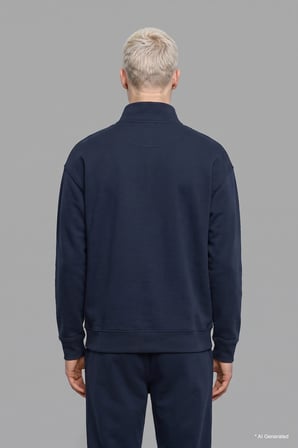 Boxy Fıt Dik Yaka Skuba Kumaş Uzun Kollu Sweatshirt