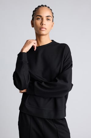 Oversize Düşük Omuz Bisiklet Yaka Skuba Dalgıç Kumaş Basic Sweatshirt