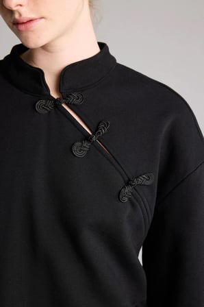Loose Fıt Yarım Balıkçı Yaka Kalın Sweatshirt Kumaşı Sweatshirt