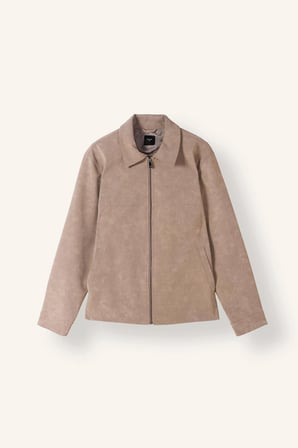 DeFacto Su İtici Slim Fit Gömlek Yaka Fermuarlı Süet Görünümlü Suni Deri Mont H2231AX26AUBG773