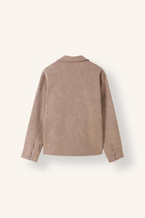 DeFacto Su İtici Slim Fit Gömlek Yaka Fermuarlı Süet Görünümlü Suni Deri Mont H2231AX26AUBG773