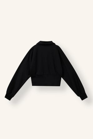 Fermuarlı Dik Yaka Crop Basic Hırka Kız Çocuk