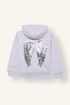 Baskılı Kapüşonlu Kalın Sweatshirt Kumaşı Hırka Kız Çocuk
