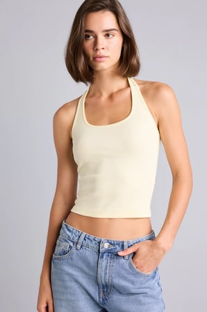 Fıtted Halter Yaka Pamuklu Fitilli Kaşkorse Atlet

