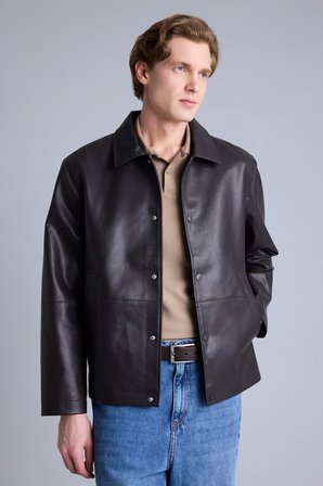 DeFacto Su Geçirmez Regular Fit Polo Yaka Astarlı Çıtçıt Kapamalı Cepli Suni Deri Mont H2233AX26AUBN338