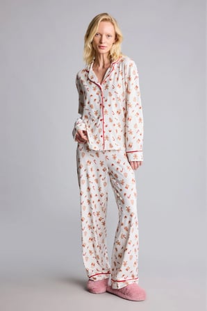 Regular Fıt Uzun Kollu Desenli Softshell Pijama Takımı
