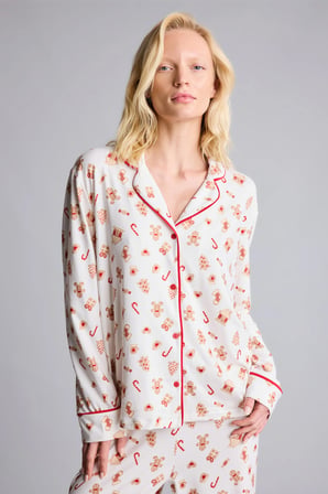 Regular Fıt Uzun Kollu Desenli Softshell Pijama Takımı