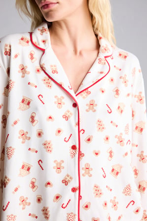 Regular Fıt Uzun Kollu Desenli Softshell Pijama Takımı