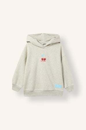 Oversize Kapüşonlu Baskılı Sweatshirt Kız Çocuk