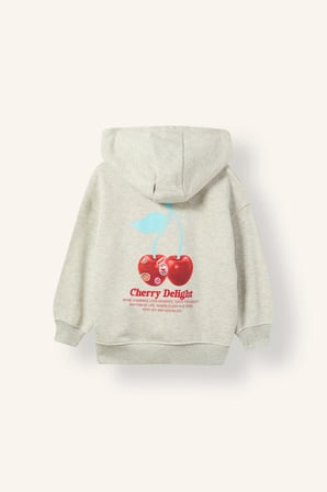 Oversize Kapüşonlu Baskılı Sweatshirt Kız Çocuk