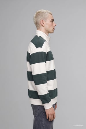 Boxy Fıt Dik Yaka Çizgili Sweatshirt