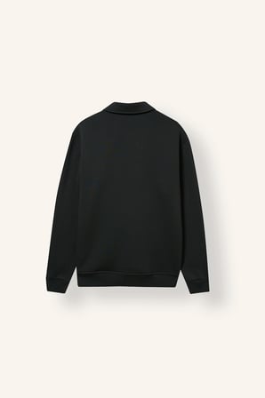 Pamuklu Regular Fıt Polo Yaka Kalın Kumaş Basic Sweatshirt