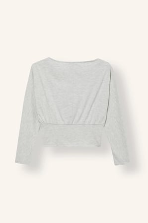 Fashion Fit Kayık Yaka Baskılı Uzun Kollu Tişört Kız Çocuk