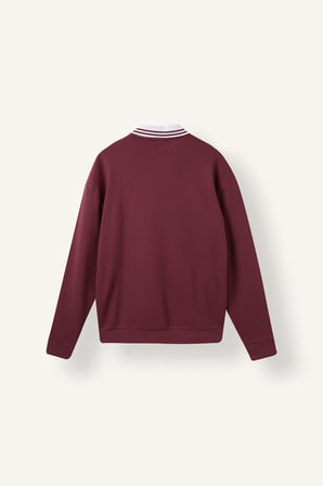 Boxy Fıt Polo Yaka Baskılı Waffle Sweatshirt