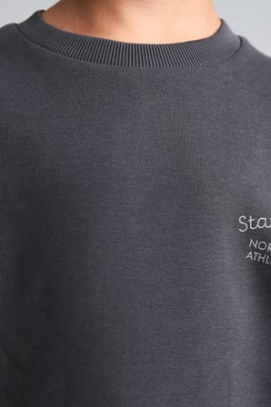 Defacto H9683A8AR31 Antrasit Bisiklet Yaka Efekt Nakışlı Sweatshirt Erkek Çocuk