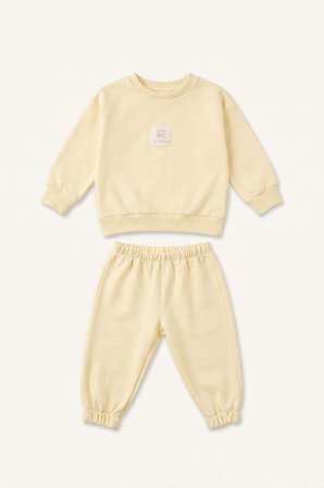 DeFacto %100 Pamuk Regular Fıt Bisiklet Yaka Baskılı Üst Lastikli Paça Alt 2'li Pijama Takımı Kız Bebek I2908A526AUYL240