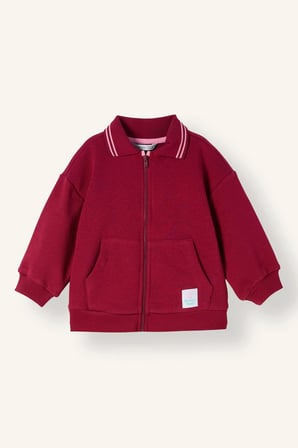 Polo Yaka Cepli Kalın Sweatshirt Hırka Kız Bebek