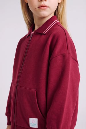 Polo Yaka Cepli Kalın Sweatshirt Hırka Kız Bebek