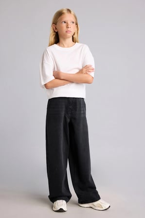 Baggy Fıt Jean Pantolon Kız Çocuk