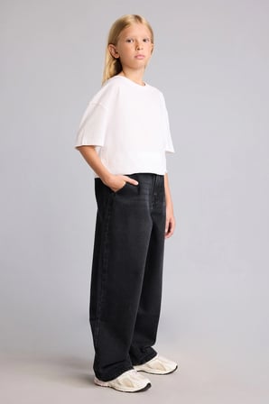 Baggy Fıt Jean Pantolon Kız Çocuk
