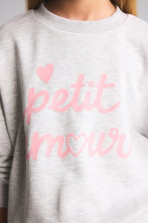 Regular Fıt Bisiklet Yaka Slogan Baskılı Sweatshirt Kız Çocuk
