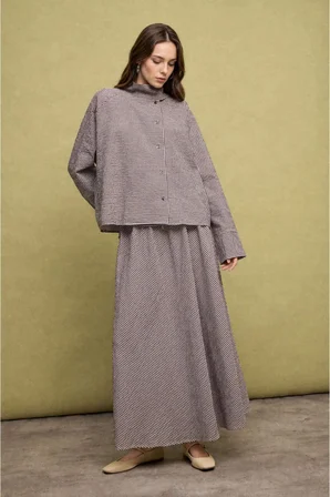 A Kesim Desenli Maxi Etek