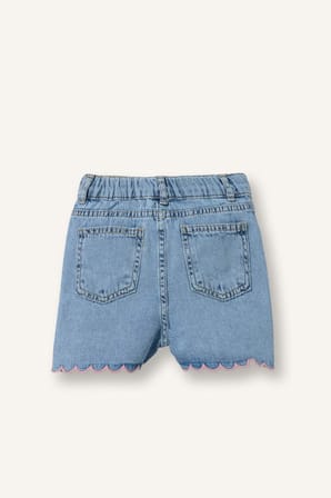 DeFacto Nakışlı Jean Açık Mavi Şort Kız Bebek H9573A526HSNM39