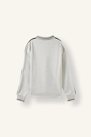 Defacto H4884AXGR369 Gri Boxy Fıt Polo Yaka Baskılı Sweatshırt