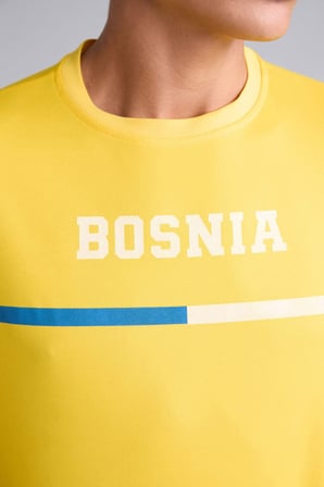 DeFacto Boxy Fıt Bisiklet Yaka Bosnia Baskılı Kısa Kollu Sarı Tişört I1072AX26HSYL291