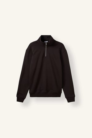 Defacto X7405AZBN337 Kahve Regular Fit Dik Yaka Yarım Fermuarlı Basic Sweatshirt