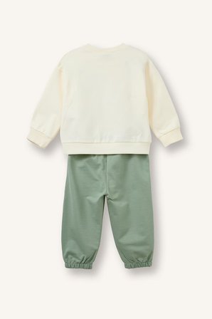 DeFacto Dinozor Baskılı Sweatshirt Üst Lastikli Paça Alt 2'li Takım Erkek Bebek H8482A526AUER118