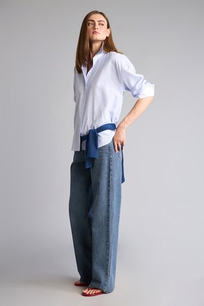 DeFacto %100 Pamuk Cepli Straight Fit Yüksek Bel Jean Pantolon H6945AX26AUNM28