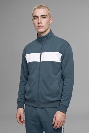 DeFacto Boxy Fit Polo Yaka Fermuarlı Şeritli Sweatshirt Hırka I0631AX26AUGN1051