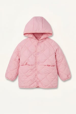 Çıtçıtlı Kapitone Kapüşonlu Mont Kız Bebek