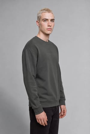 Boxy Fit Uzun Kollu Pamuklu Bisiklet Yaka İçi Yumuşak Tüylü Baskılı Sweatshirt